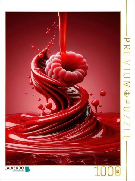 Produktbild: CALVENDO Puzzle Eine fruchtige Himbeere tanzt im cremigen Reigen | 1000 Teile Lege-Gr&ouml;&szlig;e 64x48cm Foto-Puzzle f&uuml;r gl&uuml;ckliche Stunden