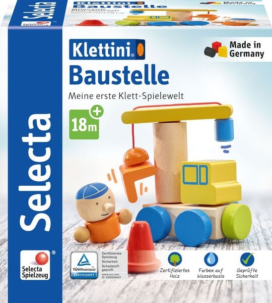 Produktbild: Selecta 62075 - Klettini&reg; Baustelle, Klett-Fahrzeug, Holz, 8-teilig