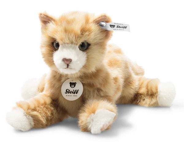 Produktbild: Steiff 099229 - Mimmi Katze, liegend, rot-gestromt, Pl&uuml;sch, 24 cm