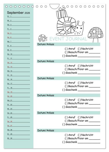 Produktbild: Geburtstagsplaner Doodle Tiere - F&uuml;r Termine, Geschenke, Eventdetails & mehr (Wandkalender 2026 DIN A4 hoch), CALVENDO Monatskalender