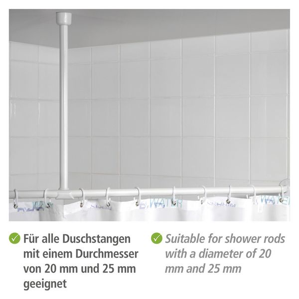 Produktbild: Deckenst&uuml;tze f&uuml;r Duschstange Wei&szlig; 57 cm, f&uuml;r Stangen mit &Oslash; 2 / 2,5 cm