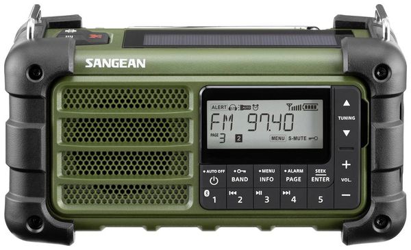 Produktbild: Sangean MMR-99 FM Green Outdoorradio UKW, MW Notfallradio, Bluetooth&reg; Solarpanel, spritzwassergesch&uuml;tzt, staubdicht Gr&uuml;n