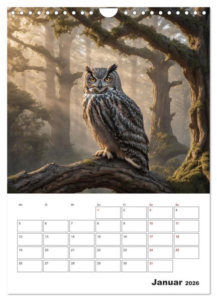 Produktbild: Eulen und K&auml;uze - Diese Wesen der Nacht (Wandkalender 2026 DIN A4 hoch), CALVENDO Monatskalender