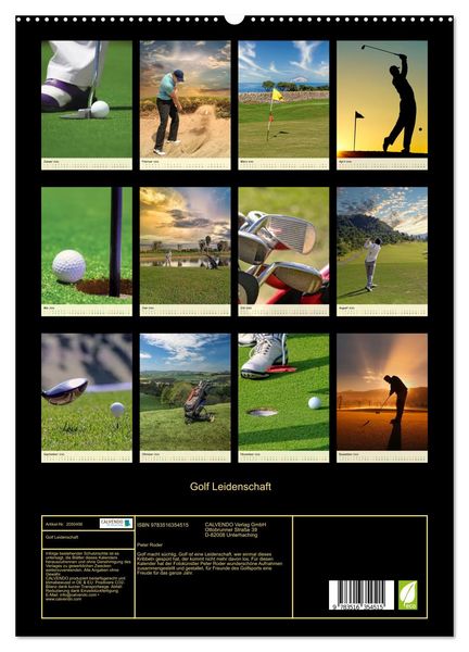 Produktbild: Golf Leidenschaft (Wandkalender 2026 DIN A2 hoch), CALVENDO Monatskalender