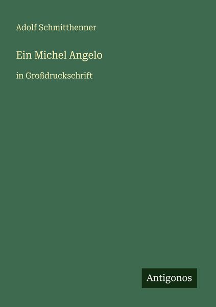 Ein Michel Angelo, Taschenbuch von Adolf Schmitthenner, Antigonos Verlag, 9783566027032