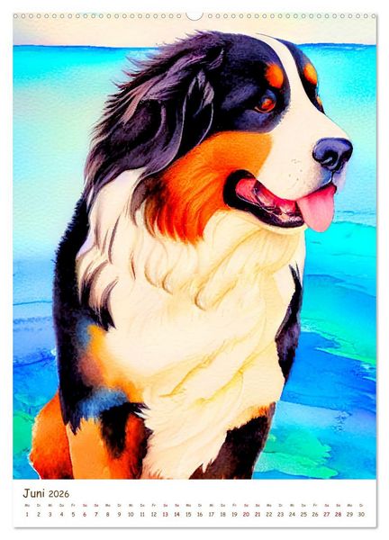 Produktbild: Berner Sennenhund 2026. Sch&ouml;ne Aquarelle der schweizer Hunderasse (hochwertiger Premium Wandkalender 2026 DIN A2 hoch), Kunstdruck in Hochglanz