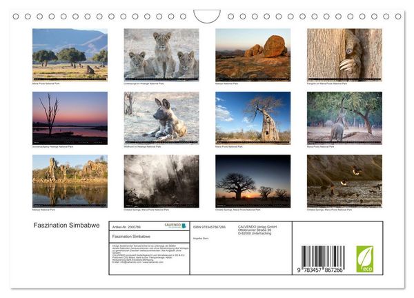 Produktbild: Faszination Simbabwe (Wandkalender 2026 DIN A4 quer), CALVENDO Monatskalender