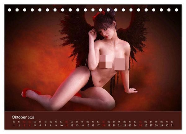 Produktbild: Engel der Verf&uuml;hrung - Mythologie als Akt (Tischkalender 2026 DIN A5 quer), CALVENDO Monatskalender