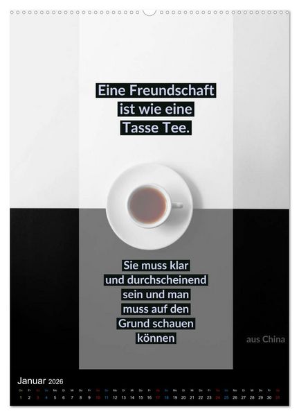 Produktbild: TEE Weisheiten und Zitate (Wandkalender 2026 DIN A2 hoch), CALVENDO Monatskalender