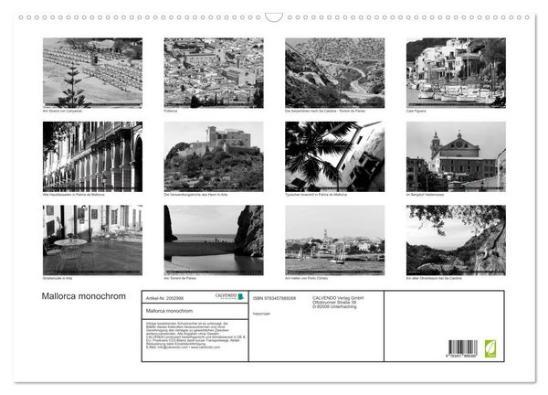 Produktbild: Mallorca monochrom (Wandkalender 2026 DIN A2 quer), CALVENDO Monatskalender