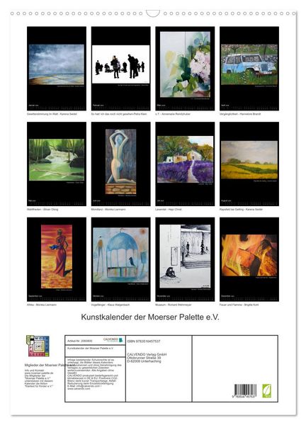 Produktbild: Kunstkalender der Moerser Palette e.V. (Wandkalender 2026 DIN A2 hoch), CALVENDO Monatskalender