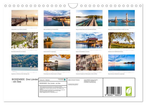 Produktbild: BODENSEE Drei L&auml;nder - ein See (Wandkalender 2026 DIN A4 quer), CALVENDO Monatskalender
