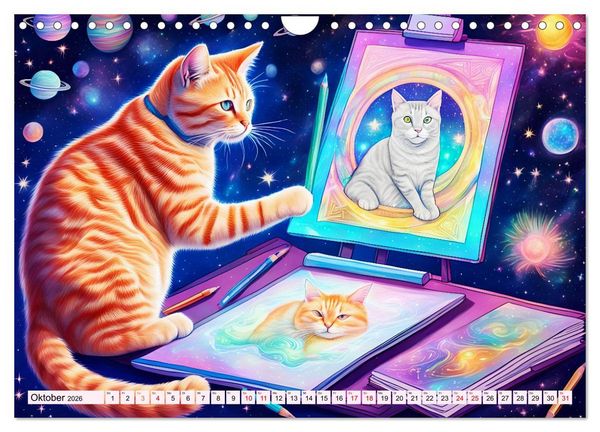 Produktbild: Katzen Schnurrige K&uuml;nstler (Wandkalender 2026 DIN A4 quer), CALVENDO Monatskalender