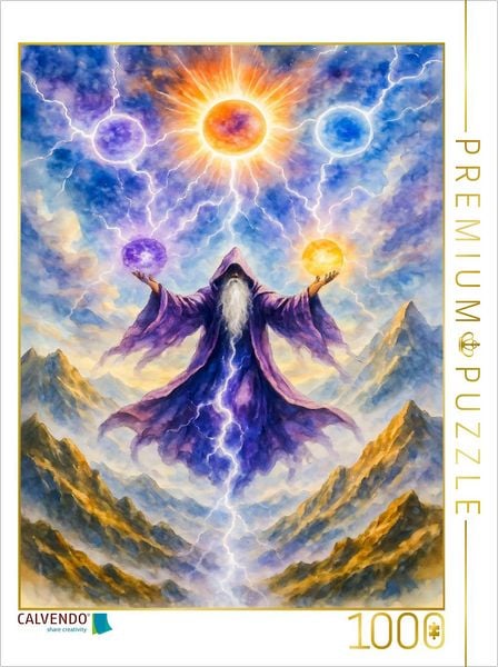CALVENDO Puzzle Keltischer Druide ruft kosmische Magiekräfte | 1000 Teile Lege-Größe 64x48cm Foto-Puzzle für glückliche Stunden