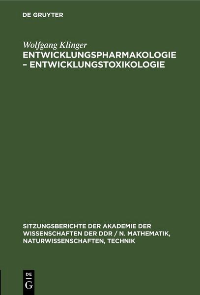 Produktbild: Entwicklungspharmakologie &ndash; Entwicklungstoxikologie