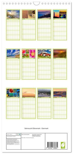 Produktbild: Familienplaner 2027 - Sehnsucht D&auml;nemark - Danmark mit 5 Spalten (Wandkalender, 21 x 45 cm) CALVENDO