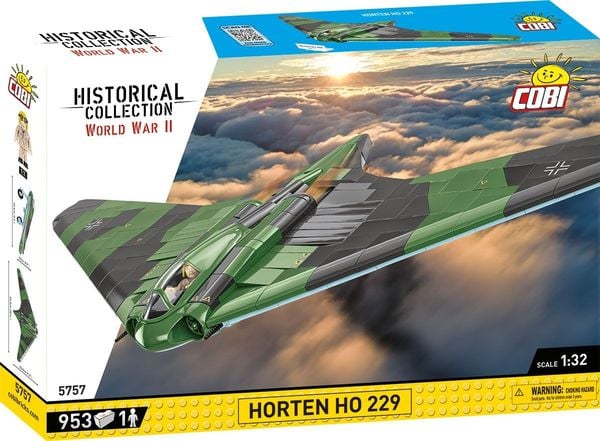 Produktbild: COBI Historical Collection 5757 - Horten HO 229, Nurfl&uuml;gel Flugzeug WWII, Bausatz 953 Klemmbausteine, 1 Figur