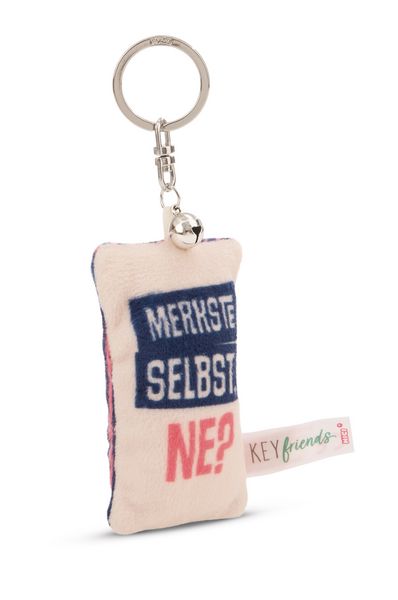 Produktbild: Schl&uuml;sselanh&auml;nger Mini Pl&uuml;schkissen Merkste selbst, ne? m. Gl&ouml;ckchen