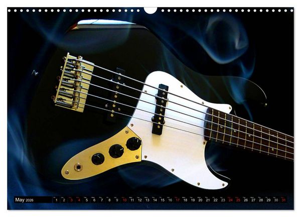 Produktbild: BASS GUITARS put into the spotlight (Wall Calendar 2026 DIN A3 landscape), CALVENDO 12 Month Wall Calendar