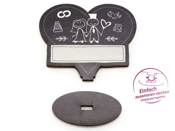 Produktbild: familiawedding 10 Tischkarten zur Hochzeit black doodle Herz-Design