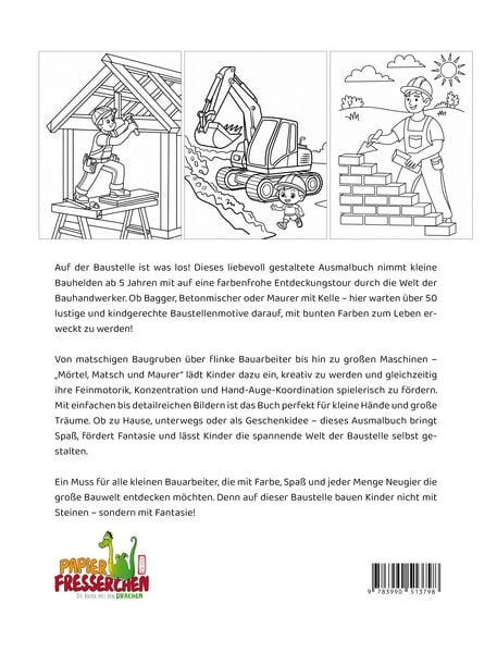 Produktbild: M&ouml;rtel, Matsch und Maurer - Ausmalbuch f&uuml;r kleine Bauarbeiter