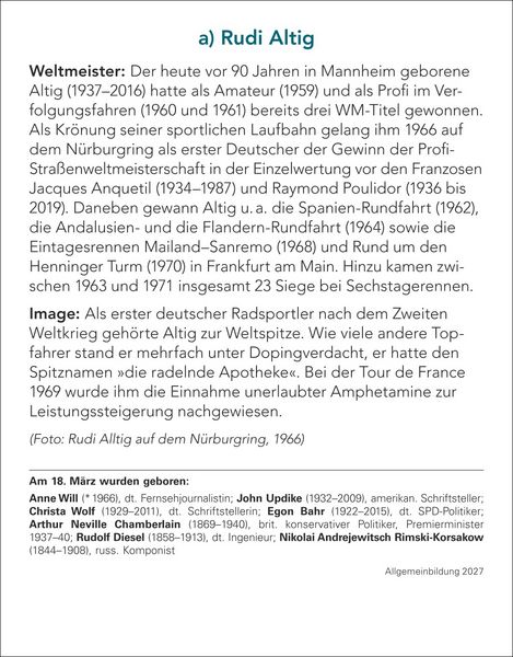 Produktbild: Allgemeinbildung Tagesabrei&szlig;kalender 2027 - Das t&auml;gliche Wissens-Quiz