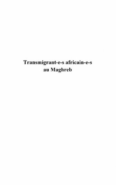 Produktbild: Transmigrant(e)s africain(e)s au maghreb - une question de v