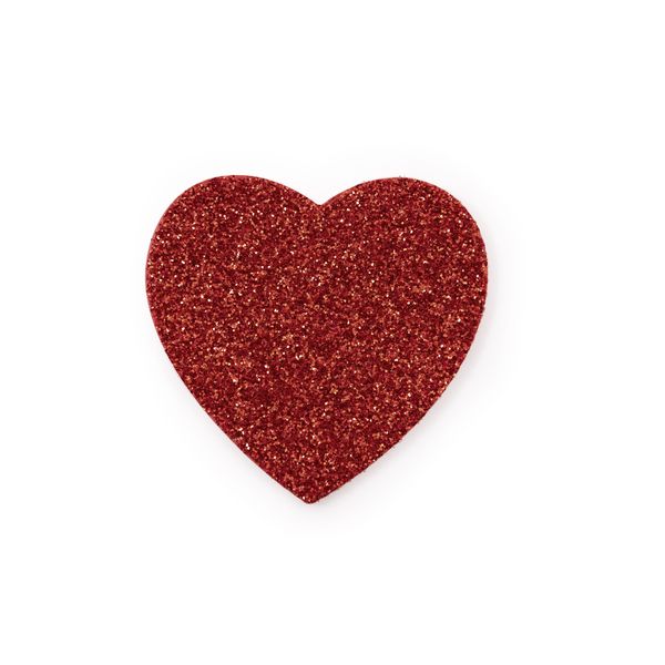 Folia Moosgummi Glitter-Sticker HERZEN I , 40 Stück rot/silber