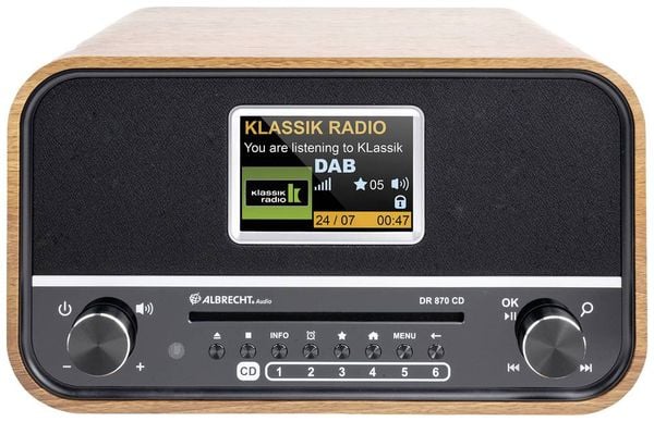 Albrecht DR 870 CD Seniorenradio, DAB+/ UKW/ CD/ USB Tischradio DAB+, UKW DAB+, UKW, Bluetooth® Weckfunktion, Inkl. Fern