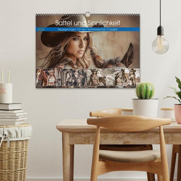 Produktbild: Sattel und Sinnlichkeit - Begegnungen mit den Verf&uuml;hrerischen Cowgirls (Wandkalender 2026 DIN A3 quer), CALVENDO Monatskalender