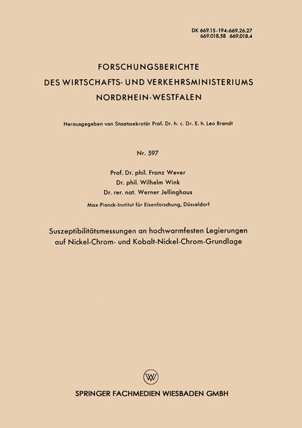 Produktbild: Suszeptibilit&auml;tsmessungen an hochwarmfesten Legierungen auf Nickel-Chrom- und Kobalt-Nickel-Chrom-Grundlage