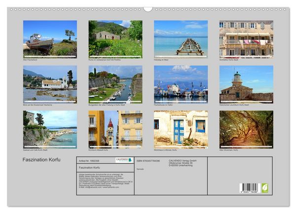 Produktbild: Faszination Korfu (Wandkalender 2026 DIN A2 quer), CALVENDO Monatskalender