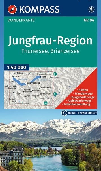 Produktbild: KOMPASS Wanderkarte 84 Jungfrau-Region, Thunersee, Brienzersee 1:40.000