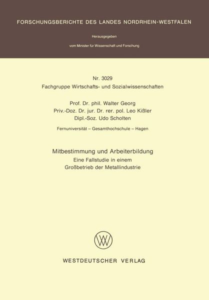 Produktbild: Mitbestimmung und Arbeiterbildung