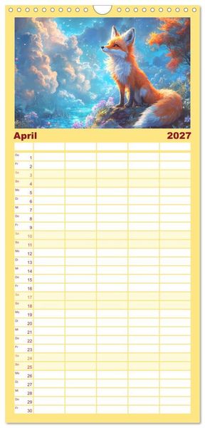 Produktbild: Familienplaner 2027 - Willkommen im Wunderwald. Zauberhafte Abenteuer mit tierischen Freunden mit 5 Spalten (Wandkalender, 21 x 45 cm) CALVENDO