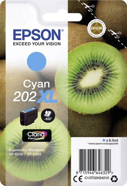 Epson Druckerpatrone T02H2, 202XL Original Cyan C13T02H24010