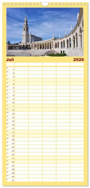 Produktbild: Familienplaner 2026 - Portugal mit 5 Spalten (Wandkalender, 21 x 45 cm) CALVENDO