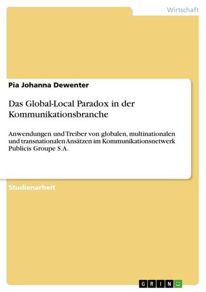 Produktbild: Das Global-Local Paradox in der Kommunikationsbranche