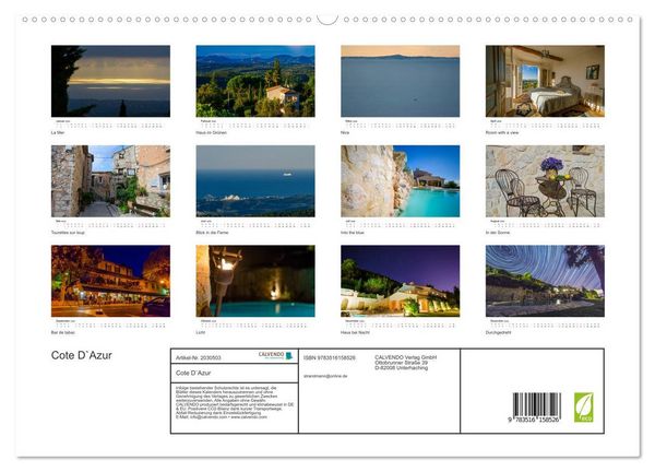 Produktbild: Cote D`Azur (hochwertiger Premium Wandkalender 2026 DIN A2 quer), Kunstdruck in Hochglanz