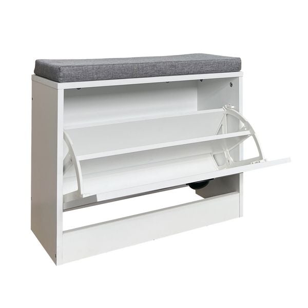 Produktbild: HTI-Living Schuhschrank Thekla 1 Klappe 60 cm Wei&szlig; mit Sitzkissen