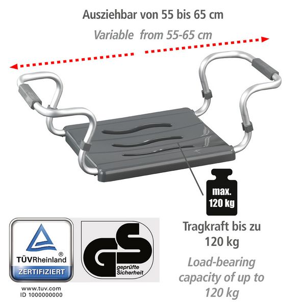 Produktbild: Badewannensitz Mod. Secura Silber, 120 kg Tragkraft