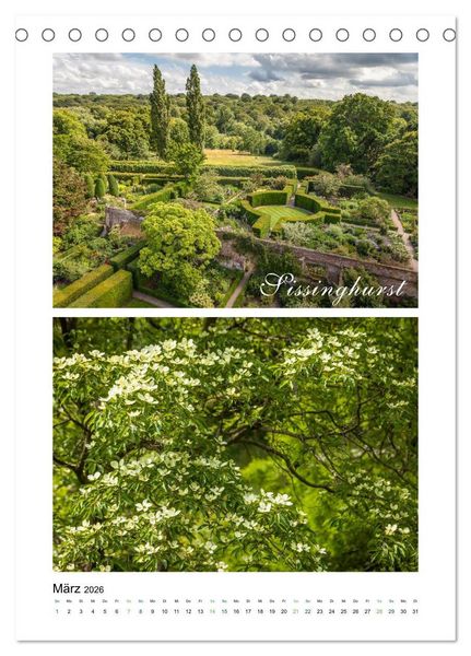 Produktbild: Gartenparadiese in England (Tischkalender 2026 DIN A5 hoch), CALVENDO Monatskalender