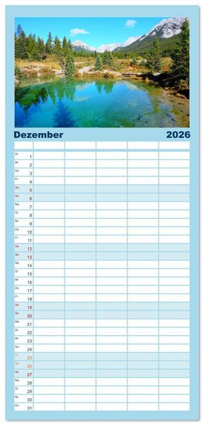 Produktbild: Familienplaner 2026 - Kanadas Rocky Mountains: Zwischen Gipfeln & glasklaren Seen mit 5 Spalten (Wandkalender, 21 x 45 cm) CALVENDO