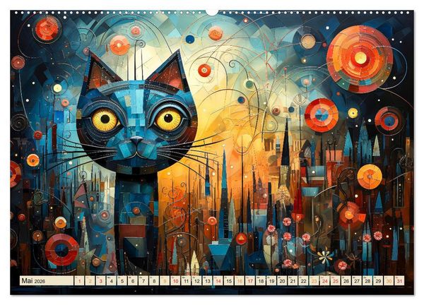 Produktbild: Katzen - die Nacht erwacht (hochwertiger Premium Wandkalender 2026 DIN A2 quer), Kunstdruck in Hochglanz