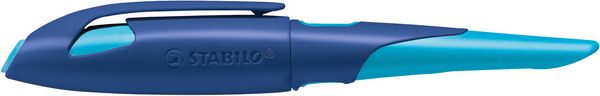 Produktbild: STABILO Ergonomischer Schulf&uuml;ller f&uuml;r Rechtsh&auml;nder mit Anf&auml;nger-Feder A -   EASYbirdy in mitternachtsblau/azur - Einzelstift - inklusive Patrone