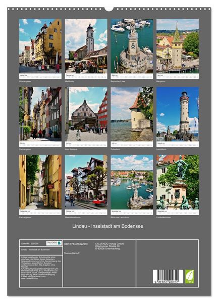 Produktbild: Lindau - Inselstadt am Bodensee (hochwertiger Premium Wandkalender 2026 DIN A2 hoch), Kunstdruck in Hochglanz