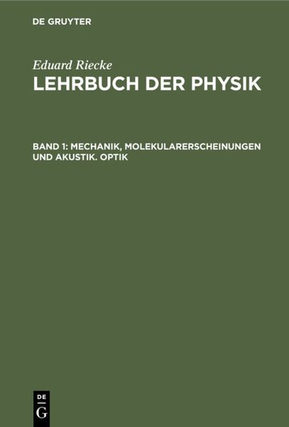 Produktbild: Mechanik, Molekularerscheinungen und Akustik. Optik