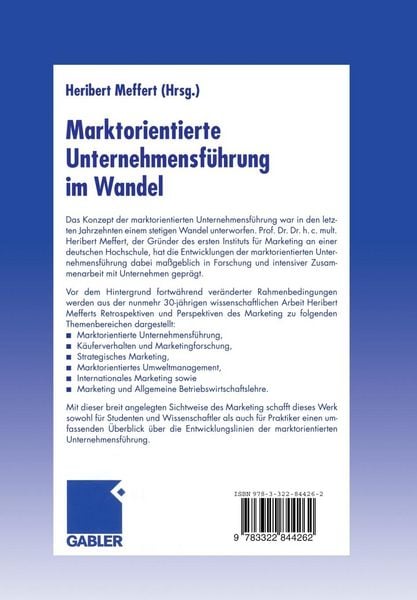 Produktbild: Marktorientierte Unternehmensf&uuml;hrung im Wandel