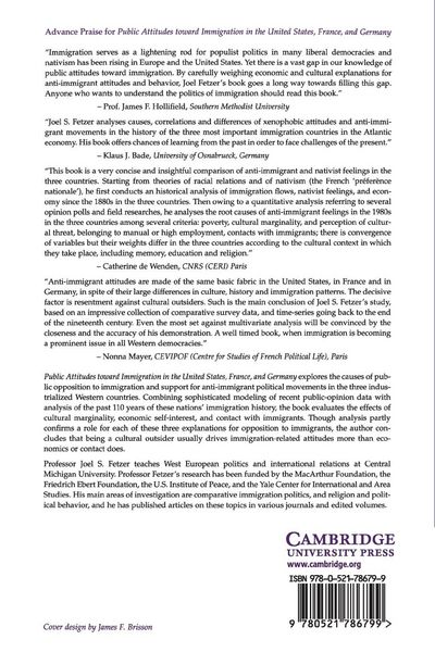 Produktbild: Public Attitudes toward Immigration in the United States, France, and Germany
