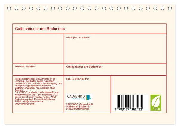 Produktbild: Gottesh&auml;user am Bodensee (Tischkalender 2026 DIN A5 quer), CALVENDO Monatskalender